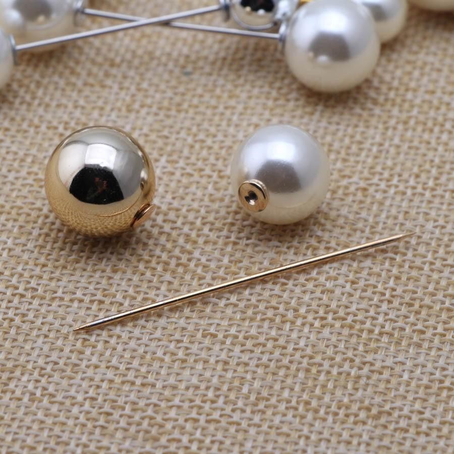 Grosir - F451 Pin Tusuk Mutiara Double Korea / Bros Pearl Pin Brooch / Peniti Jilbab Jarum Pentul