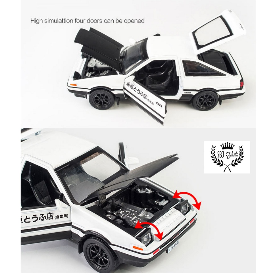 DIECAST MINIAUTO TOYOTA AE86 TRUENO INITIAL D Skala 1:28  ada BOX AKRILIK