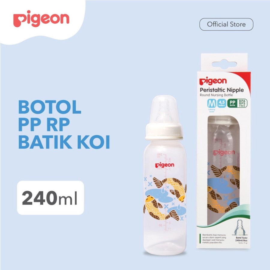 BOTOL PP RP 240ML BATIK KOI SLIM NECK NIPPLE 010833 / BOTOL SUSU PIGEON