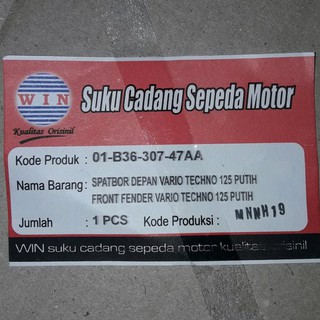 Spakbor Depan Vario Techno 125 PGM FI Tahun 2013 2014 2015 Warna Putih Merek Win #4