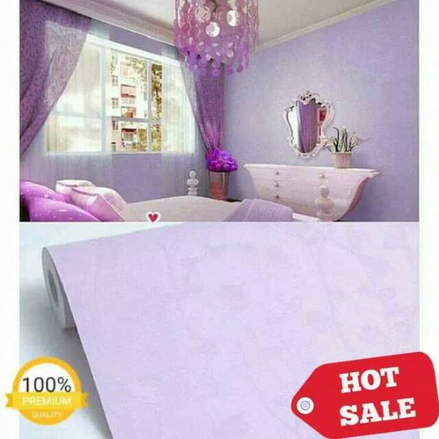 Wallpaper Sticker Dinding Motif Polos Ungu bertexstur Batik