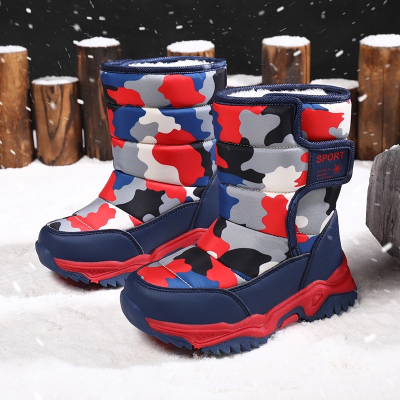 READY INDONESIA Snow Boots winter Kids children sepatu musim dingin waterproof anak cowok army