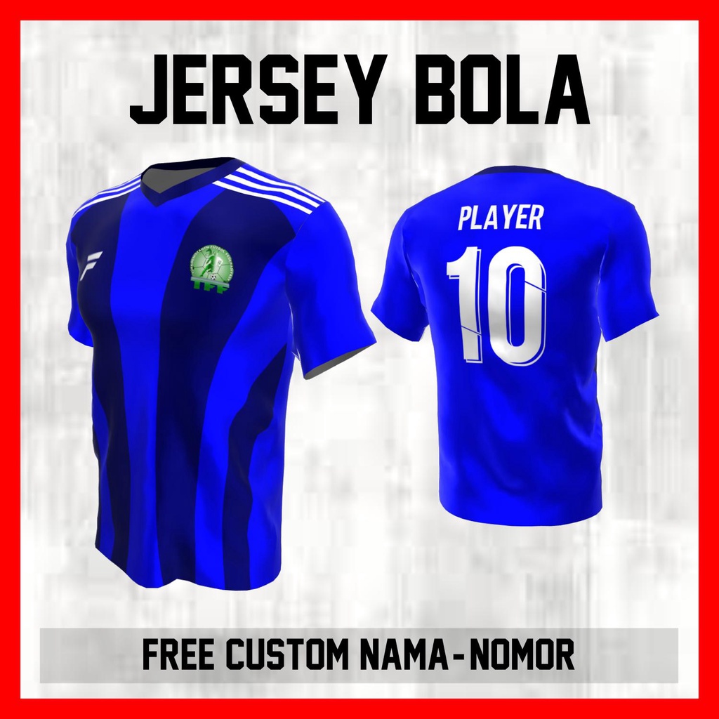 Kaos Bola Jersey Turkmenistan Timnas Negara Garis Bahu Baju Custom Nama dan Nomor Punggung - 362