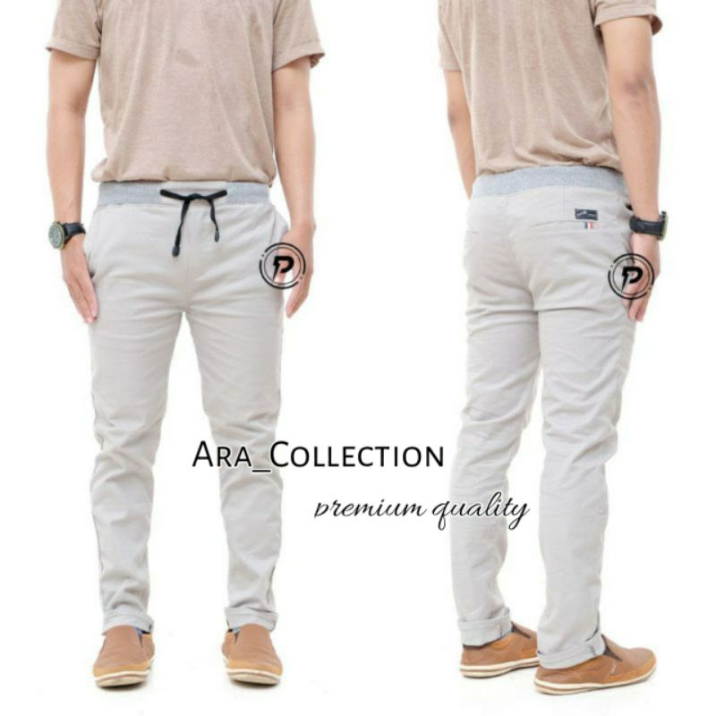 Celana Chino Panjang Karet Rip Premium size 27-38 Bisa COD