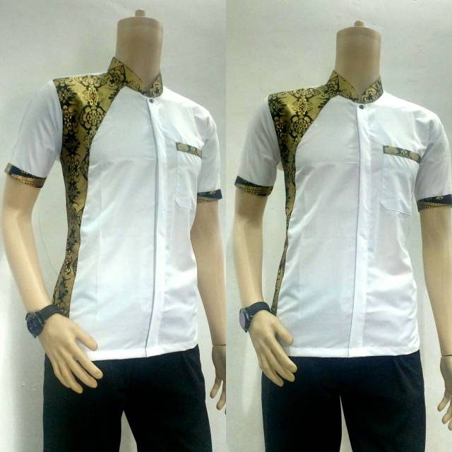 Hem koko kombinasi batik/ atasan pria kombinasi batik HE011