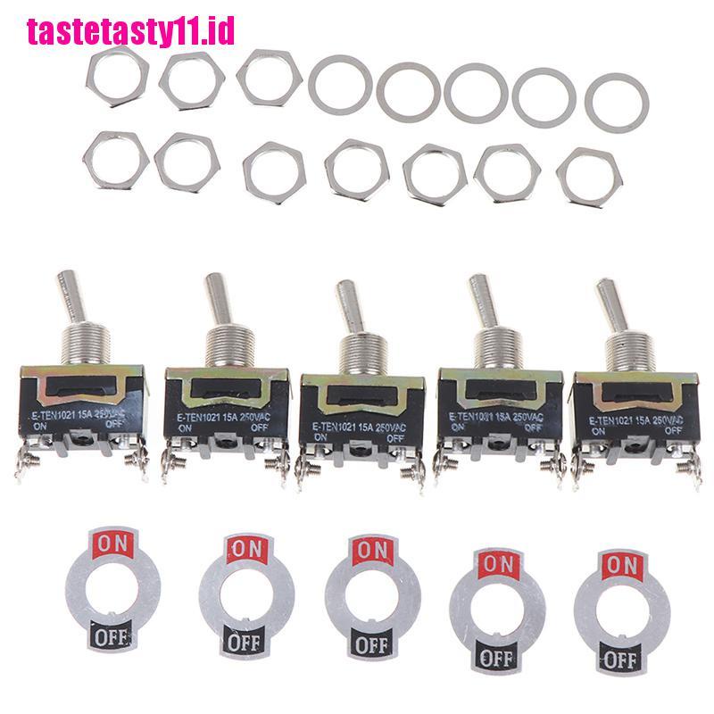 5 Pcs Toggle Rocker ON / OFF 15A 250V SPST 2 Pin Untuk Mobil Dan Perahu