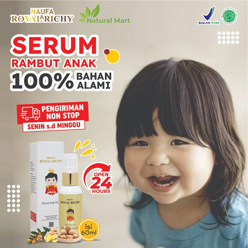 Paket 10 Botol - Naufa Royal Richy Hair Spray Vitamin Minyak Kemiri Penumbuh Penyubur Pelebat Pelembab Rambut Anak / Bayi / Dewasa