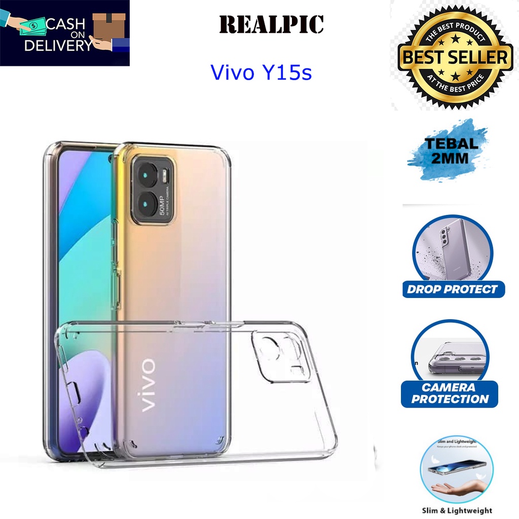 Case Vivo Y15s / Vivo Y01 Casing Clear HD KETEBALAN 2MM BENING TRANSPARAN TPU Premium Softcase