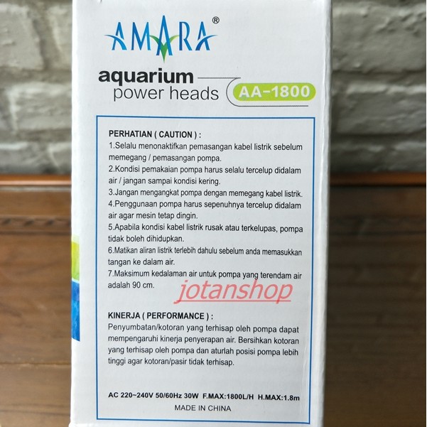 AMARA AA 1800 AA1800 AA-1800 Mesin pompa celup power heads Aquarium Aquascape