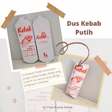 DUS KEBAB PUTIH kemasan / packaging KEBAB KECIL sudah + kertas tarikan nya.