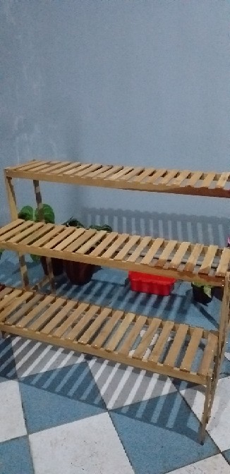 Rak Kayu Ulin 3 Tingkat Minimalis, Modern Style, Kokoh 100% Kayu Ulin