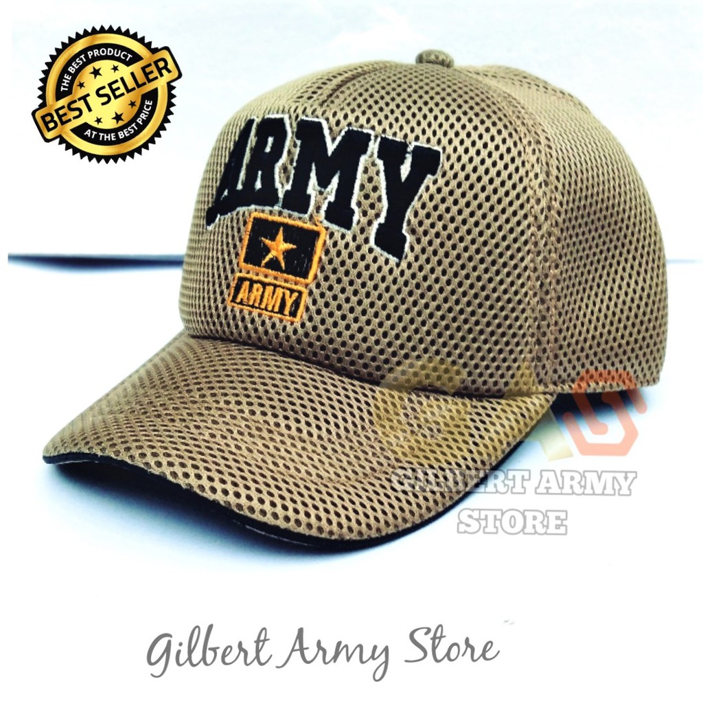 GILBERT ARMY STORE- Topi Pria Army- Topi Jaring Tentara- Topi Tan gurun- Topi Tni Indonesian Army