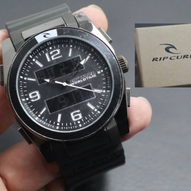 JAM TANGAN PRIA/ COWOK RIPCURL DUAL TIME KW SUPER RANTAI TERBARU ANTI AIR ELEGANT HARGA BERSAHABAT.