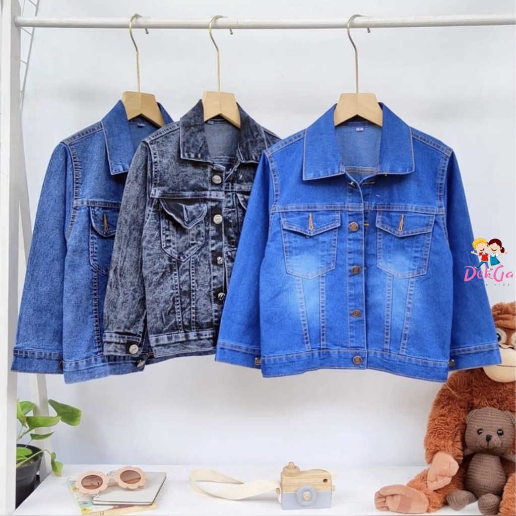 Jaket jeans anak unisex usia 2tahun sampai anak tanggung jaket polos denim premium