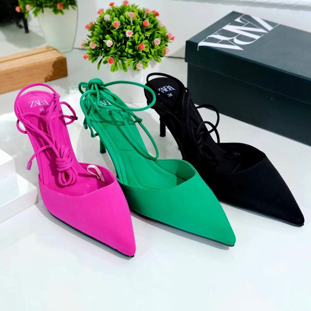 [7.7 Boombastis Sale⚡] - SEPATU PESTA WANITA ZS478 SATIN HEELS PREMIUM IMPORT