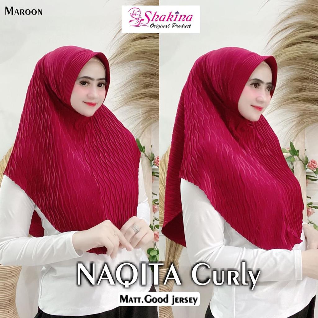 Jilbab Instan Bergo Naqita Curly Plisket Ori Shakina Hijab-MAROON