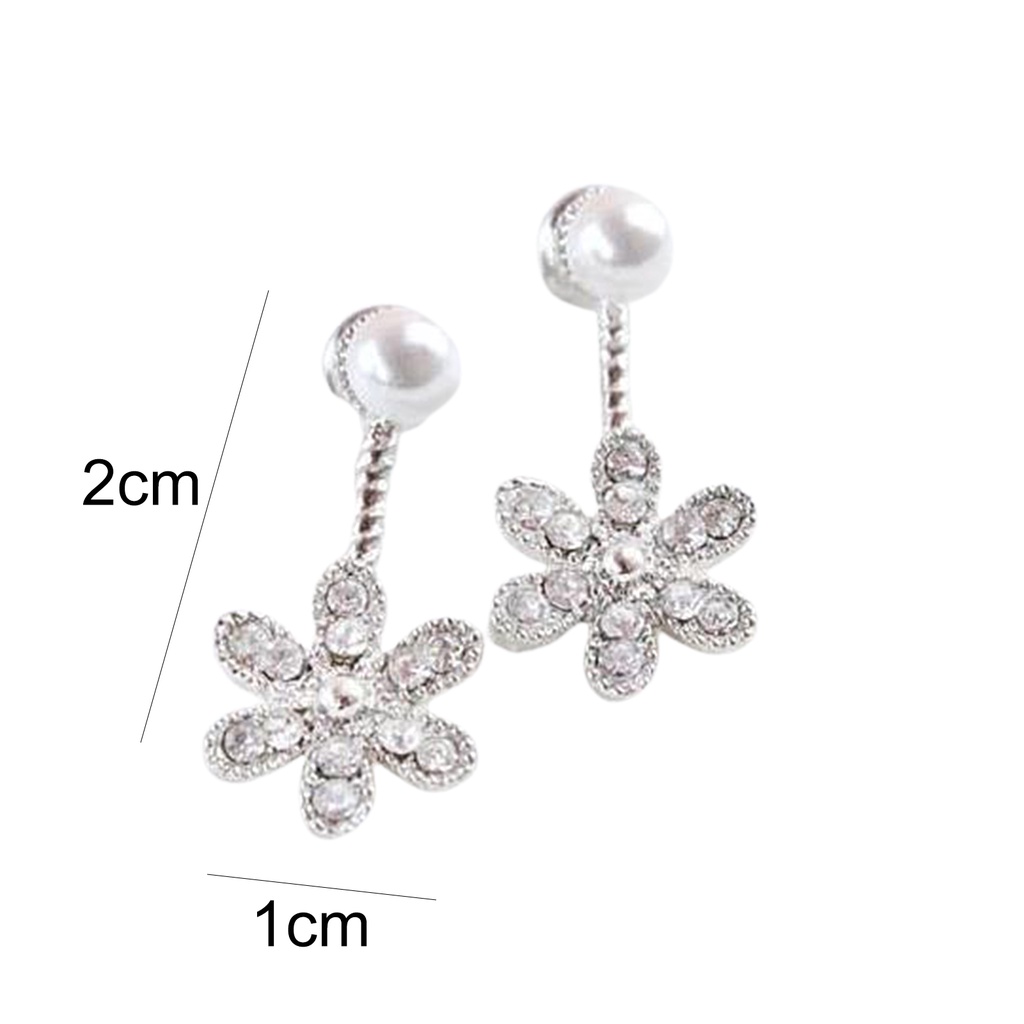 Hu Hu Hu Hu Hu Alat Bantu Pasang Kacamata♡ Anting Stud Bentuk Bunga Lima Daun Aksen Mutiara Berlian Imitasi Untuk Wanita