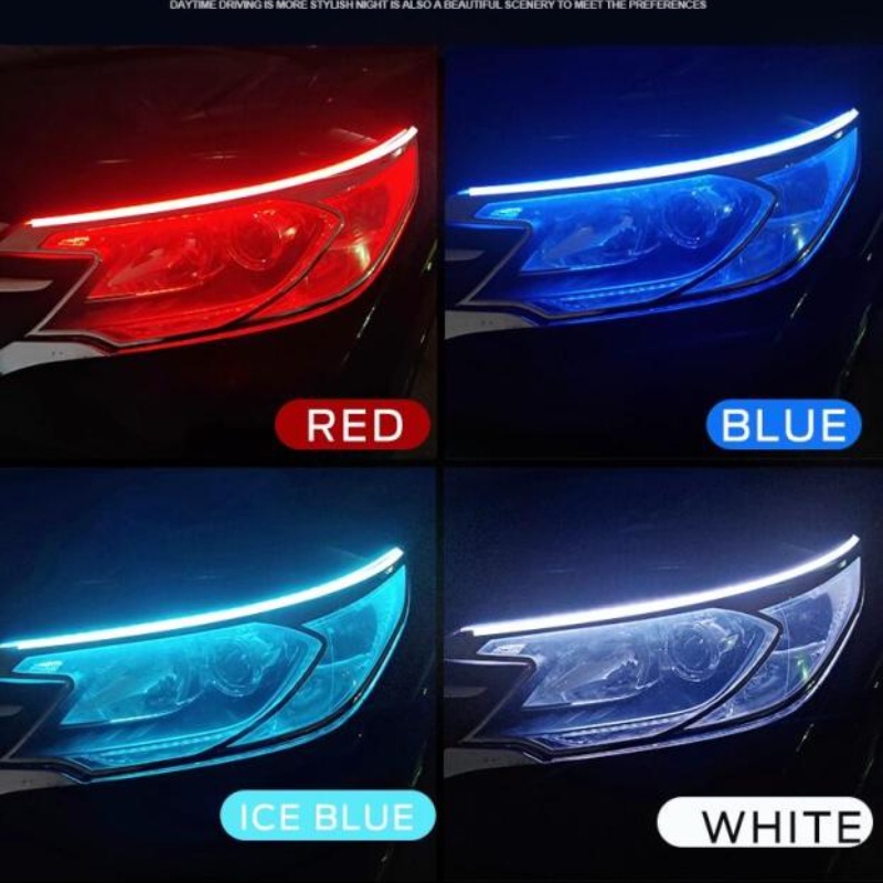 Sepasang! 60CM/45CM Lampu Alis LED DRL Lampu Runing Turning Mata Headlamp Mobil Lampu Depan Kepala Motor Sein 12V Sein