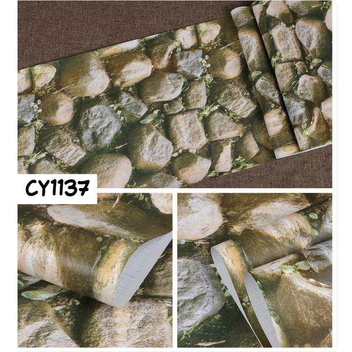 TERMURAH  WALLPAPER STIKER DINDING PAKET 4 ROLL!! ( BUY 3 GET 1 FREE )  WALLPAPER STICKER DINDING CY PREMIUM QUALITY MOTIF BATU ALAM CY1137