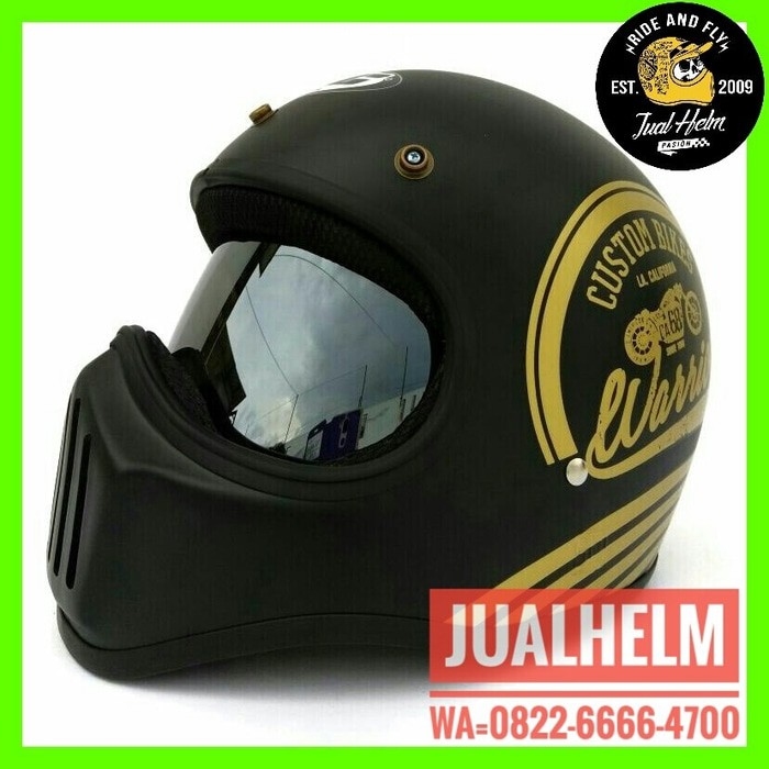 Helm Cakil HBC Custom Bikes Dengan Inner Visor Chrome