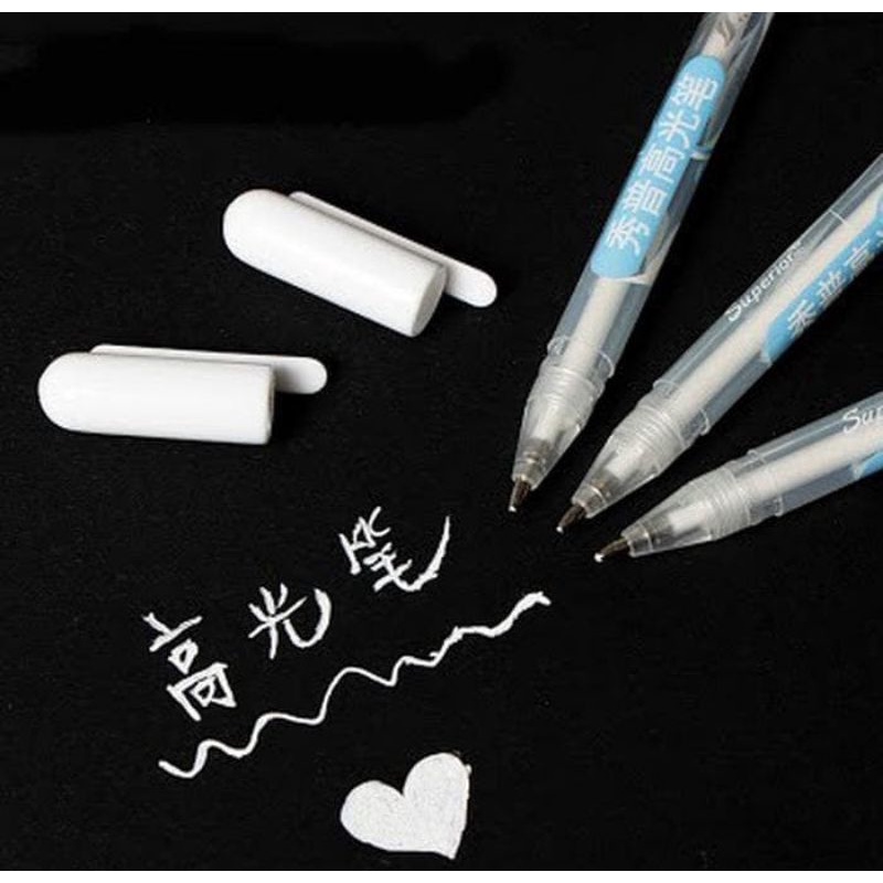 

SUPERIOR WHITE GEL INK PEN 1 SET 3 PCS (WHITE PEN / TINTA PUTIH)