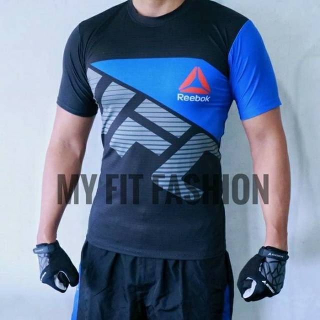 BAGUS PAKAIAN OLAHRAGA PRIA MURAH KAOS BAJU REEBOK UFC MMA GYM FITNES SEPEDA PRIA RENANG LARI