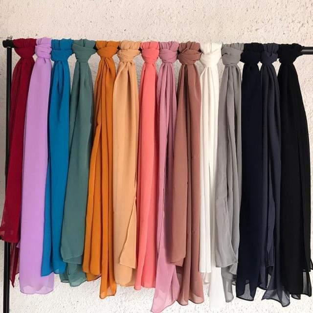 Pashmina Hijab Polos Panjang / Jilbab Pashmina Polos