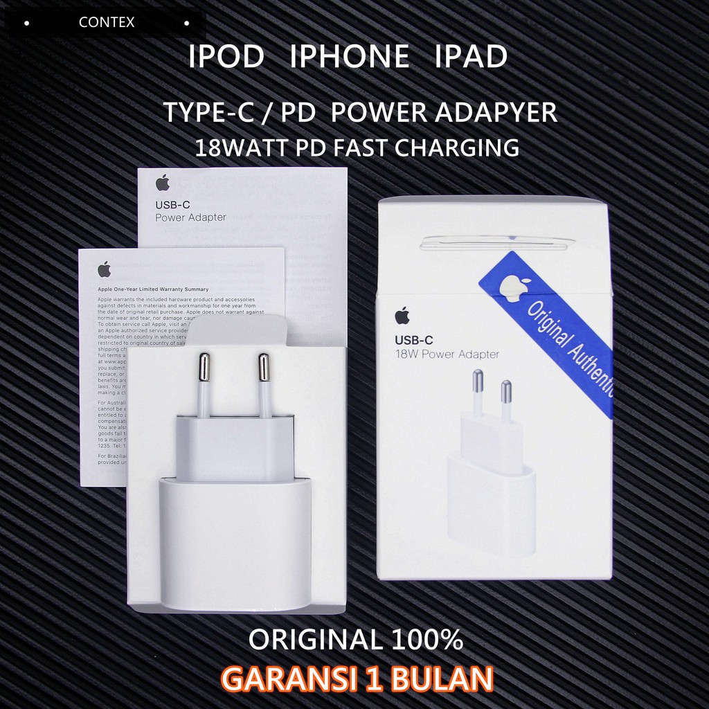 TYPE-C 18W PD FAST CHARGING IPHONE - APPLE USB C POWER ADAPTER CHARGER