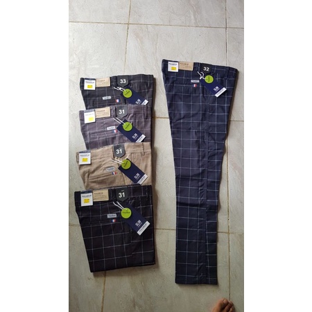 Chino Tartan kotak pants pria