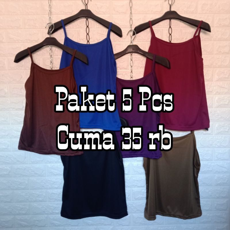 Paket 5 Pcs Tanktop Tali Kecil Termurah | Daleman Wanita | Singlet Wanita Murah