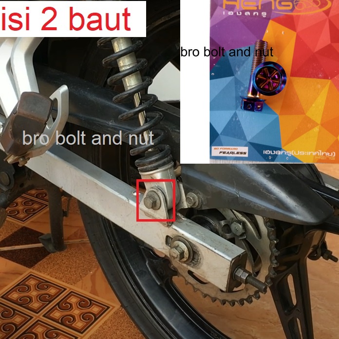 Baut Probolt Stenlis Flower Blue Shock Skok Belakang Yamaha Jupiter Z Burhan Z1 Fiz R  Vega R Origin
