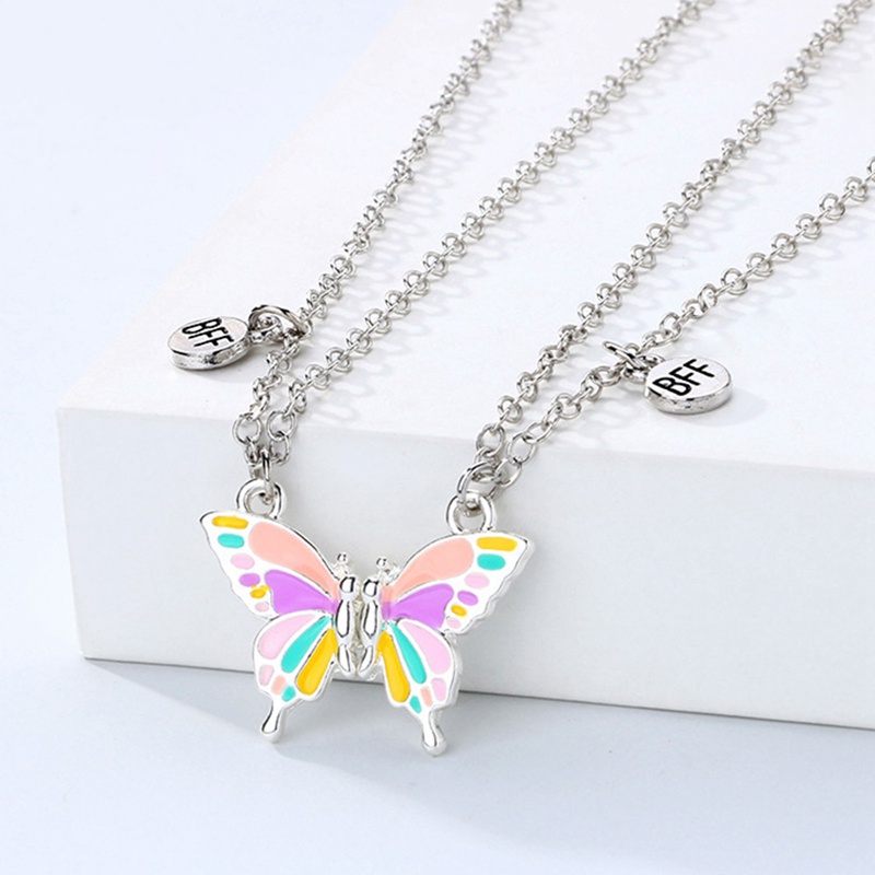 2pcs / Set Kalung Magnet Butterfly BFF Untuk Pria Dan Wanita