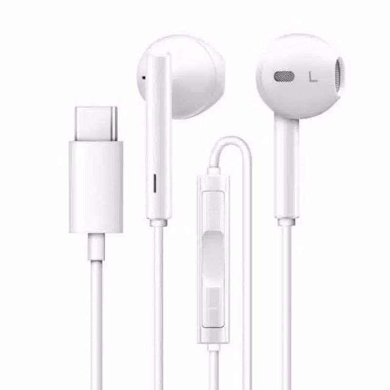 Earphone Stereo Universal USB Tipe C W-20 Dengan Mic + Volume Untuk Huawei / headset Samsung tipe c / xiaomi tipe c