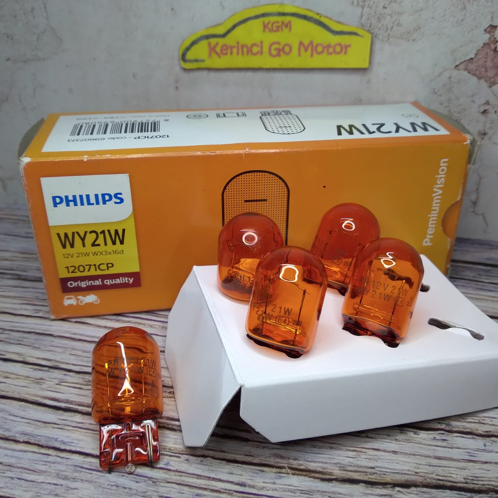 BOHLAM PHILIPS WY21W 12V ORANGE 12071CP - LAMPU SEN T20 TANCAP PHILIPS KAKI 1 12V