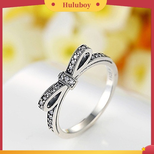 Hu Hu Hu Hu Hu Alat Bantu Pasang Kacamata♡ Cincin Wanita Bentuk Pita Aksen Berlian Imitasi Gaya Vintage Untuk Hadiah