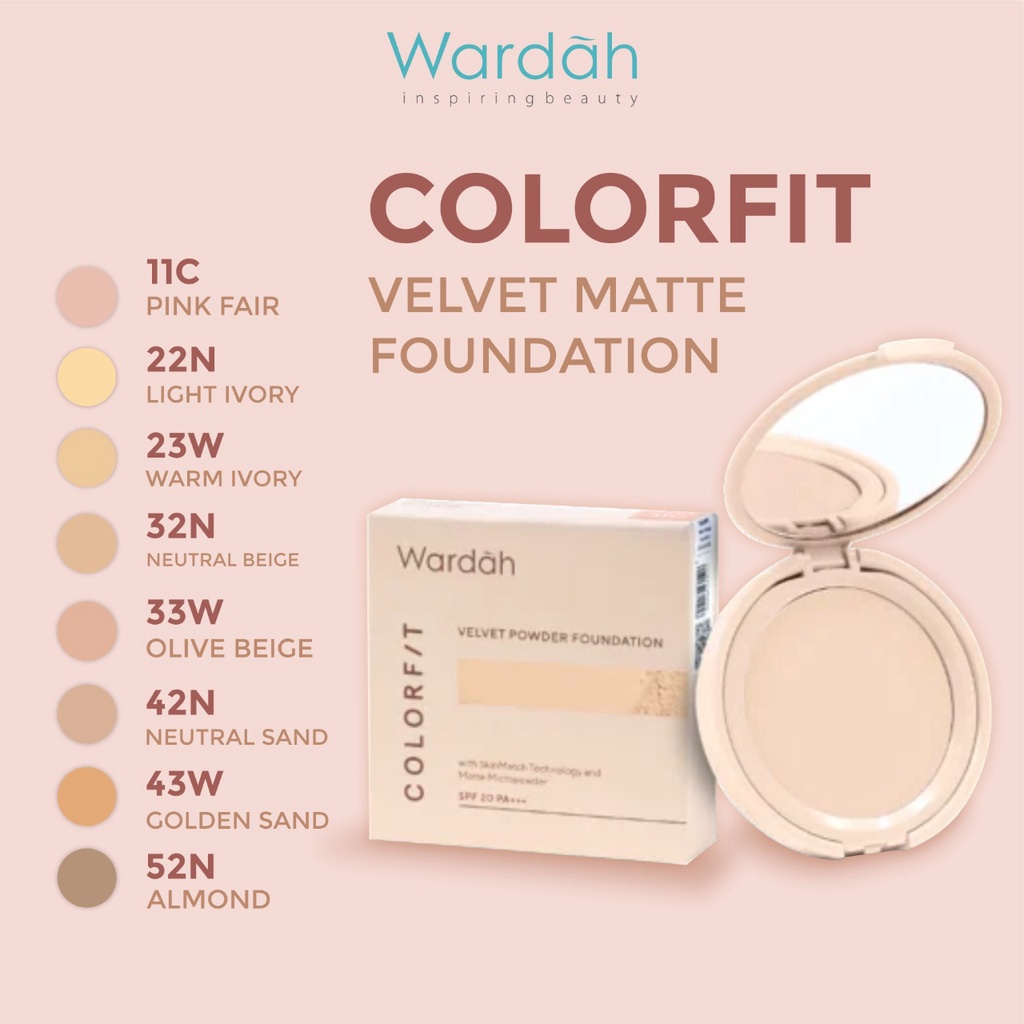 Wardah colorfit velvet powder foundation / color fit