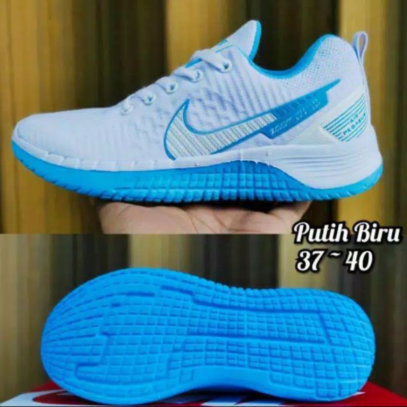 Sepatu Running Nik zoom pegasus wanita/sepatu olahraga wanita/sepatu senam/sepatu Sport wanita-White biru