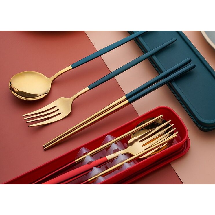 Set Alat Makan sendok sumpit garpu stainless Cutlery Set Korean style