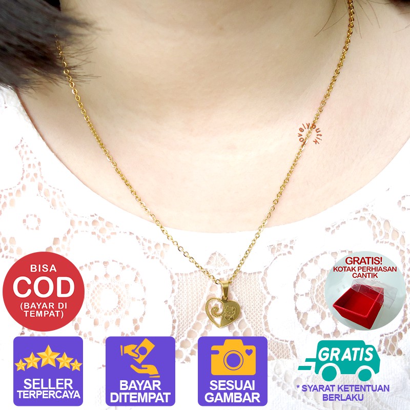 Lovelybutik Kalung Titanium Anti Karat My Cutie Kalung Titanium Wanita BONUS KOTAK PERHIASAN