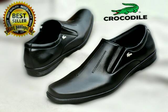 Sepatu pria crocodile hitam Sepatu kerja formal sol Tvr tidak licin