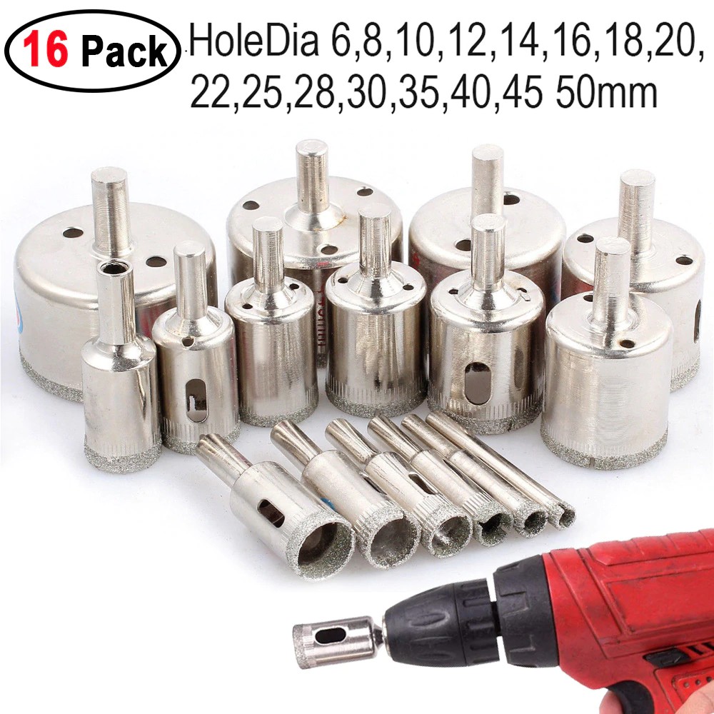 16pcs Tool Diamond Cutter Hole Saw Drill Bit For Tile Ceramic Glass Marble Slate Porcelain 6mm Shopee Indonesia