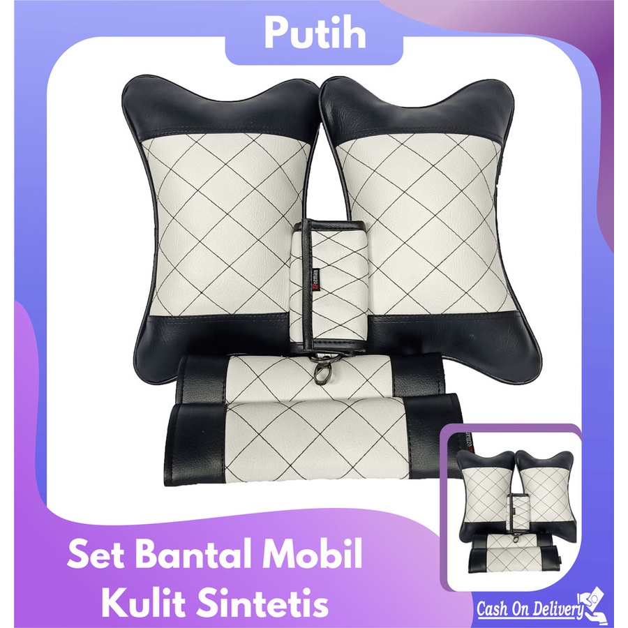 Bantal Mobil Putih 2 In1 Trendy / Aksesoris Mobil Free Dompet Termurah isi 2 bantal mobil 2 seatbelt Tanpa Dompet