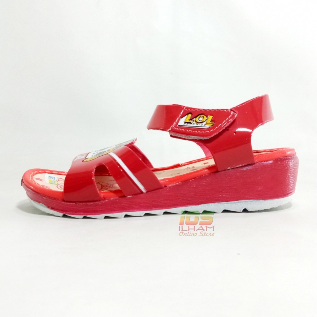 Sandal Let Wegdes Anak Sabyan J22 Motif LOL Hak 3cm Size 26-35