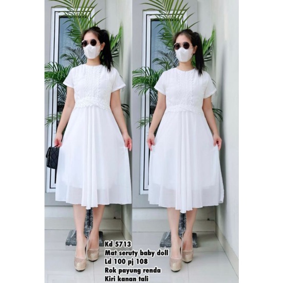 Kairos Store Dres Putih KD5715 Renda Dress  KD5711 Kd5712 KD5713 KD5725 KD 5711 5712 5713