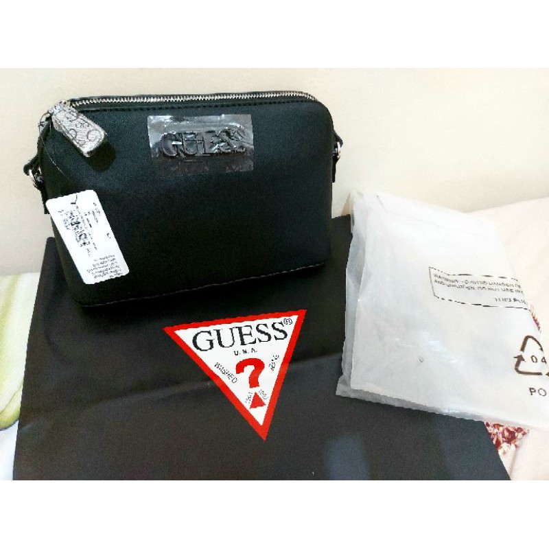 [ORI COUNTER] SALE 50% Sling Bag Guess Bruna Logo Guess Black Original Counter