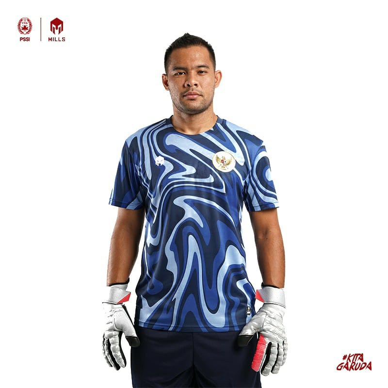 JERSEY KIPER TIMNAS INDONESIA 2020 MILLS 1021GR AWAY JERSEY KEEPER PLAYER ISSUE ORIGINAL NAVY