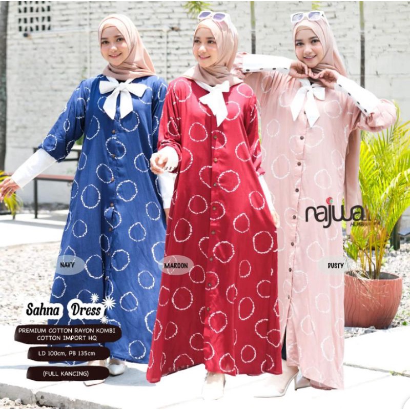 Daily dress Sahna Ori by Orinajwa homedress katun rayon LD 100 full kancing busui gamis harian