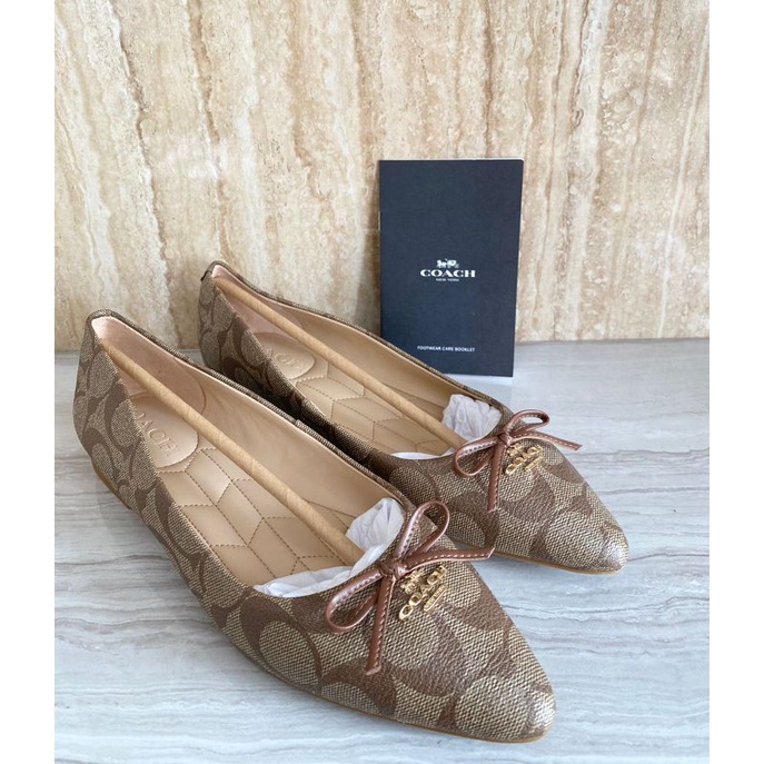 Coach Annabelle Ballet shoes signature Khaki/sepatu coach ori