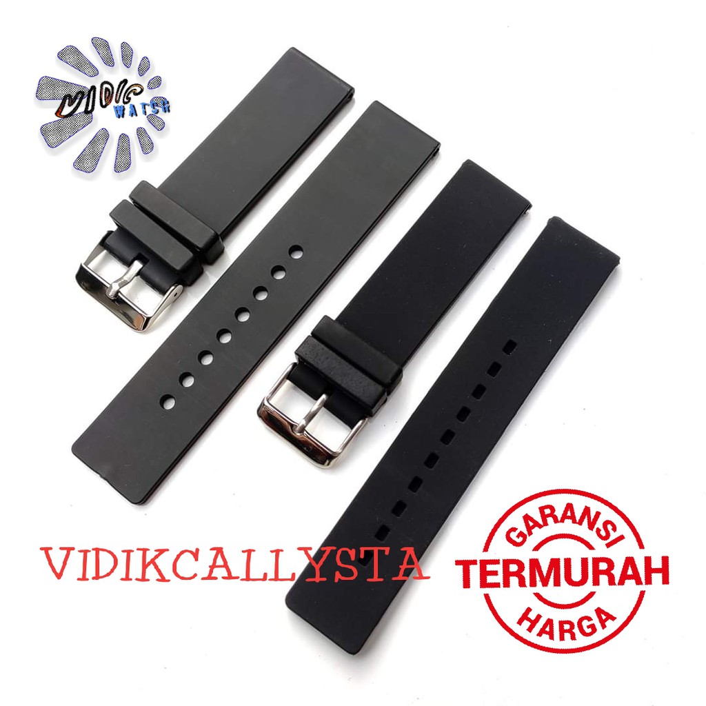 Tali jam tangan Rubber Silicone Karet 20mm 22mm Polos 20 22