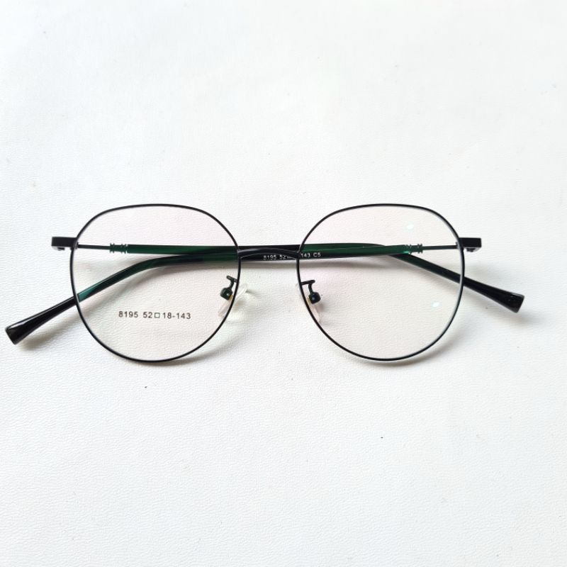 Frame + Lensa Anti Radiasi Kacamata Prisma Oval Metal 8195